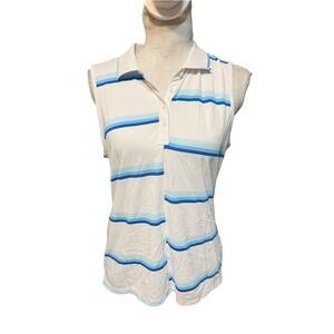 G/FORE Collared Offset Stripe Tech Pique Polo Top Women's Size M Multi READ
